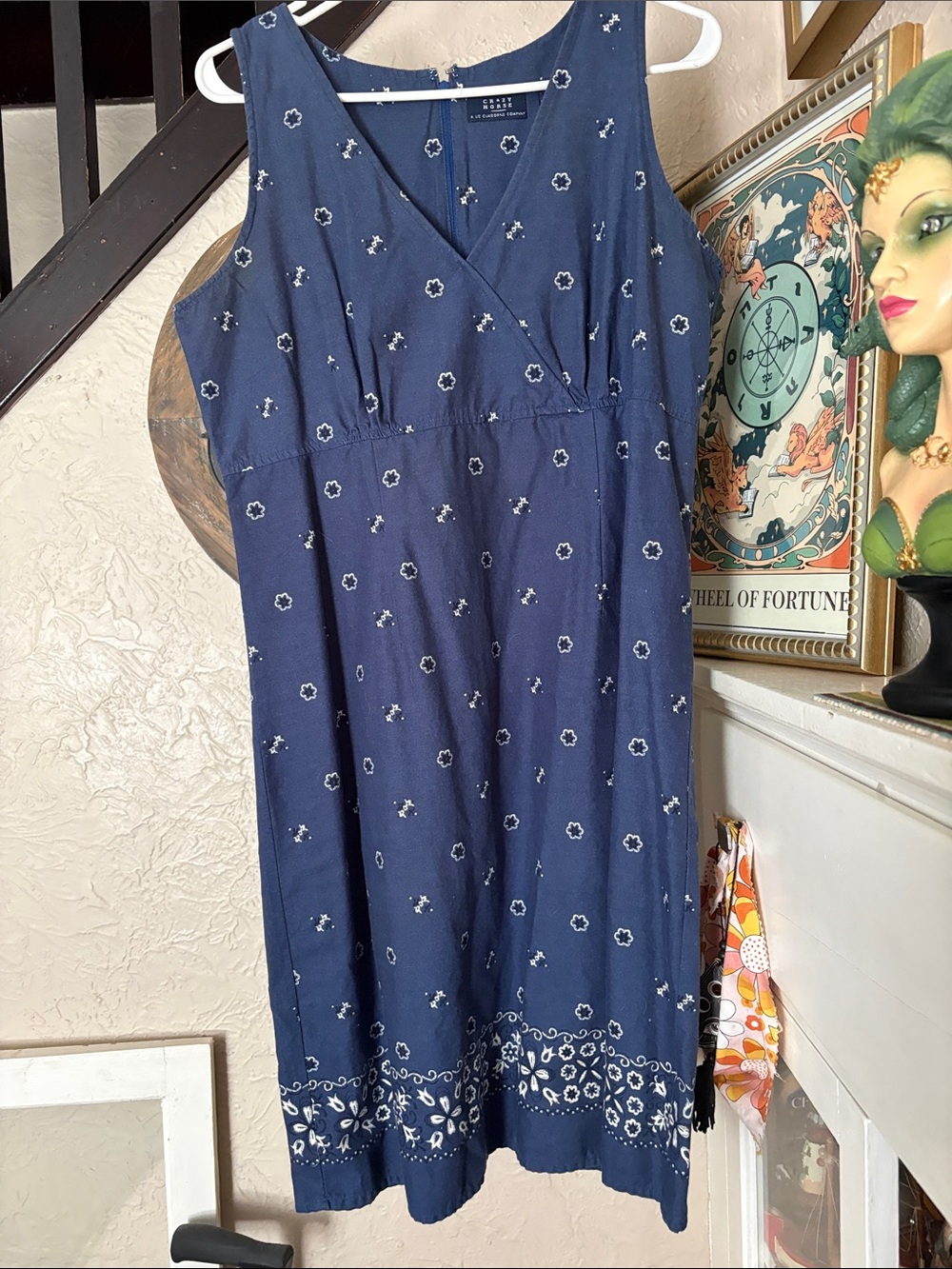 Liz Claiborne Navy Floral Bandanna Sleeveless Dress Size 12